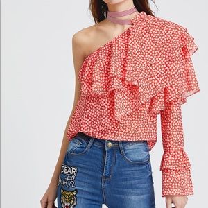 Shein One Shoulder Layered Ruffle Top
